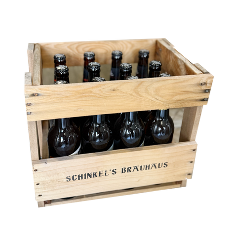 Schinkels Holzkiste mit 12 Bieren
